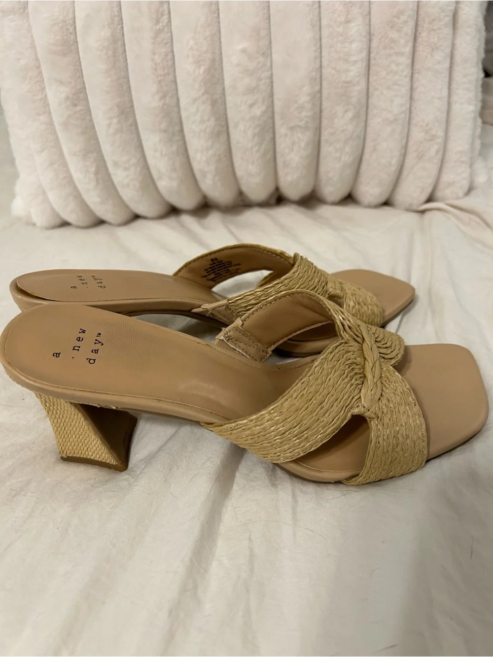 a new day Braided Tan Slide Heels